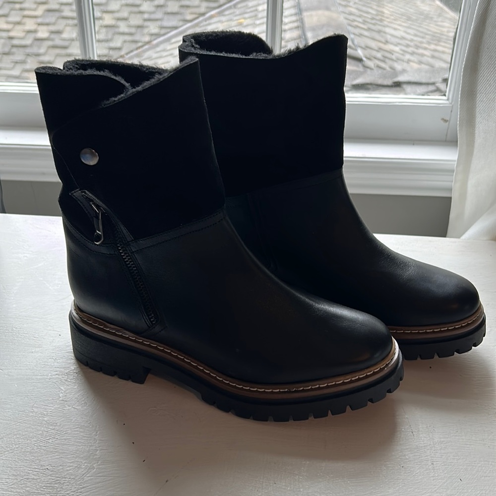 New Italian leather Fabianelli black boots